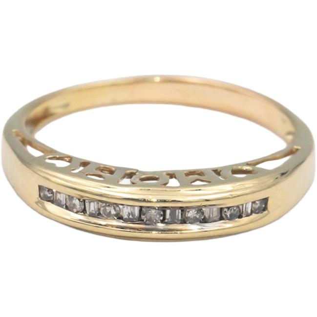 10k Yellow Gold Diamond Channel Set "MOM" Band Ring 0.15CT Size 8.25
