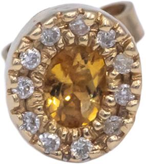 Diamond & Citrine 14k Yellow Gold Fine Jewelry Halo Stud Earrings