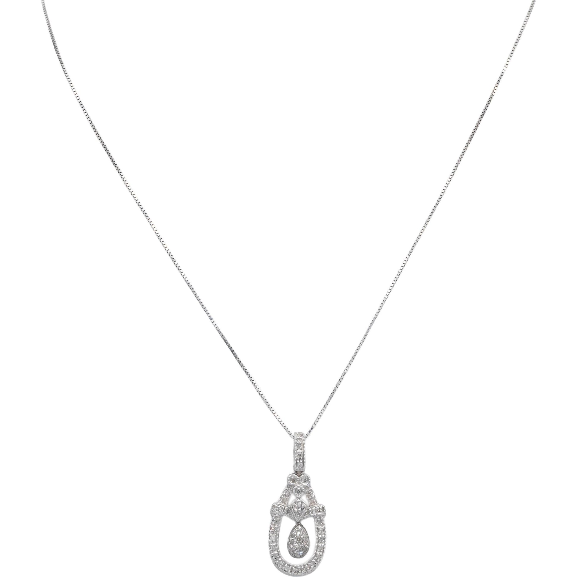 Round Diamond 14k White Gold Dangle Pendant Necklace 0.25CT