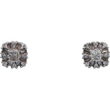 10k White Gold Round Baguette Princess Cut Diamond Cluster Stud Earrings 0.75CT
