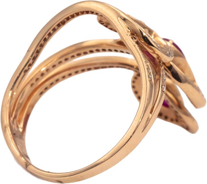 14k Rose Gold Pear Ruby & Round Diamond Cocktail Ring 1.0CT Size 8