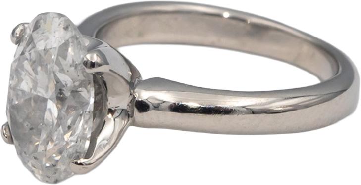 Platinum Oval Cut Diamond Solitaire Engagement Wedding Ring 3.15CT Size 5.5