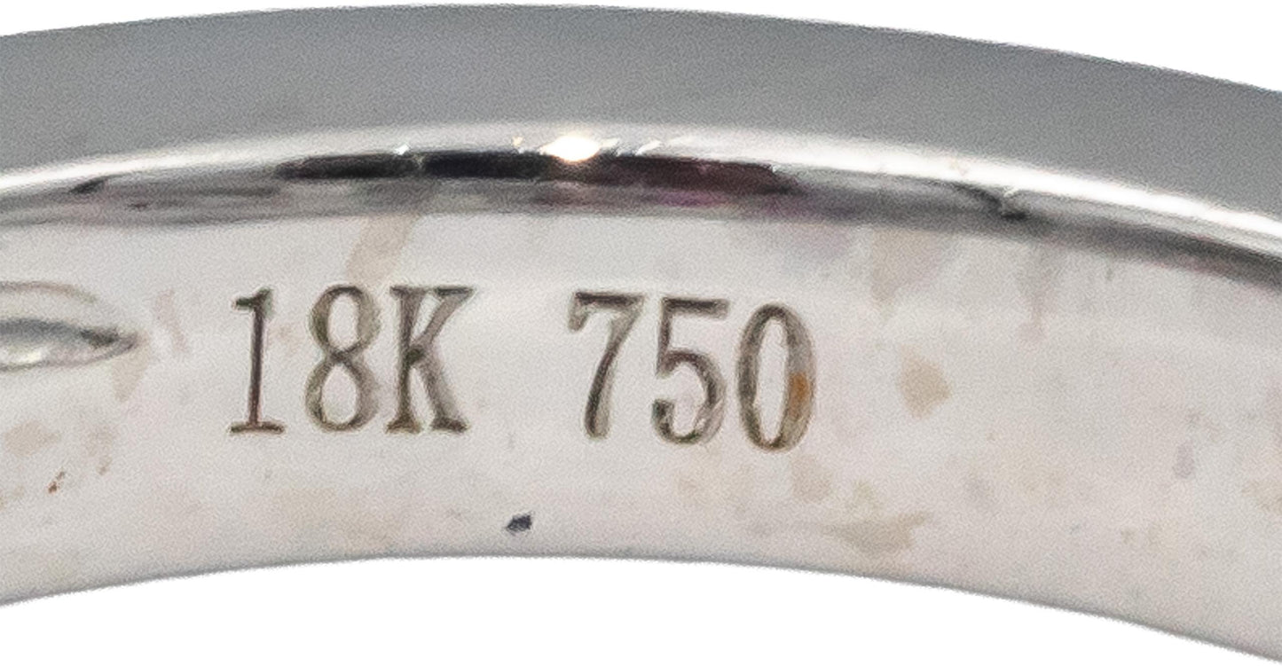 18k White Gold Emerald Cut Ruby and Diamond Band Ring Size 0.75CT Size 6.5