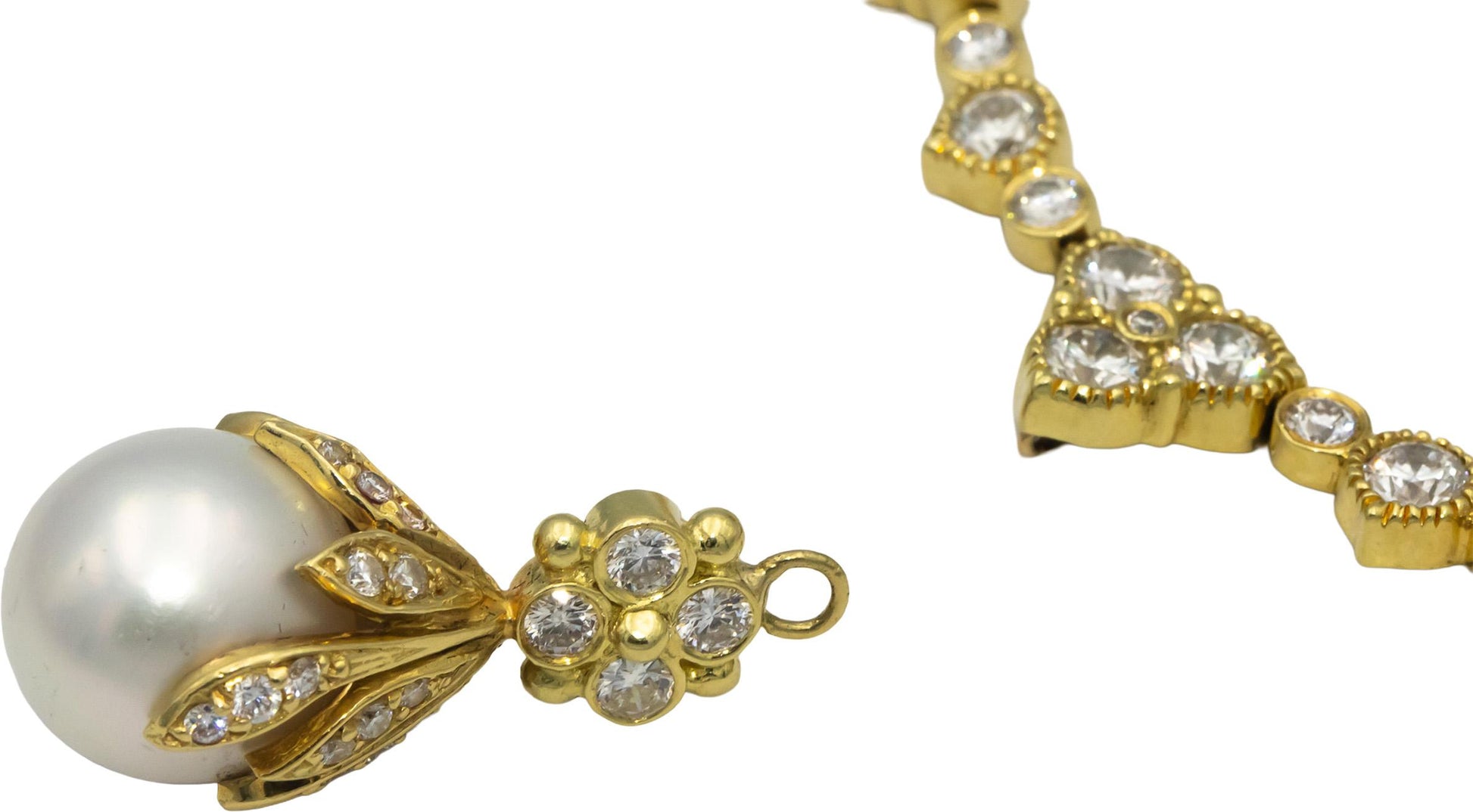 STAMBOLIAN VS Round Diamond & 14.5mm South Sea Pearl Formal Necklace 7.29CTW