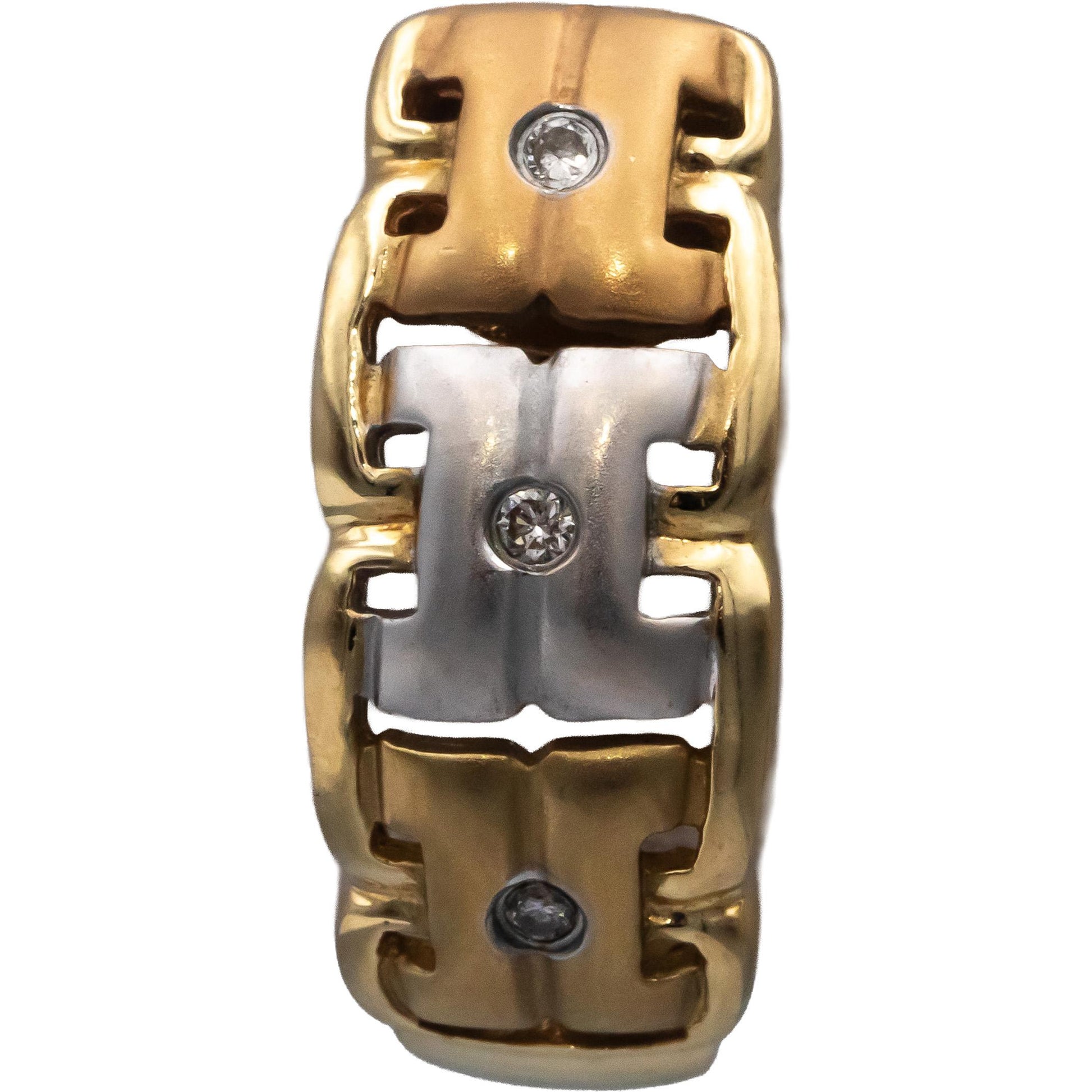 14k Yellow & White Gold Round Diamond Curved Earrings 0.03CT