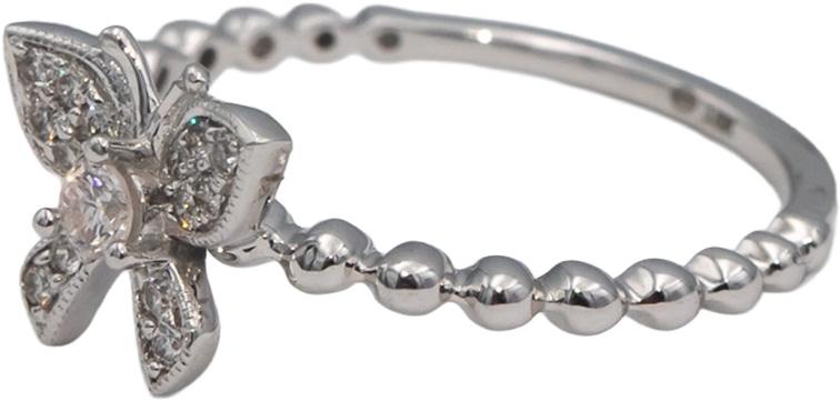 18k White Gold VS Round Diamond Cluster Butterfly Motif Ring 0.12CT Size 7