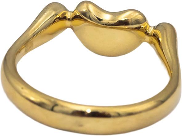 TIFFANY & CO. 18k Yellow Gold Diamond Elsa Peretti Bean Design Ring .04CT Size 4
