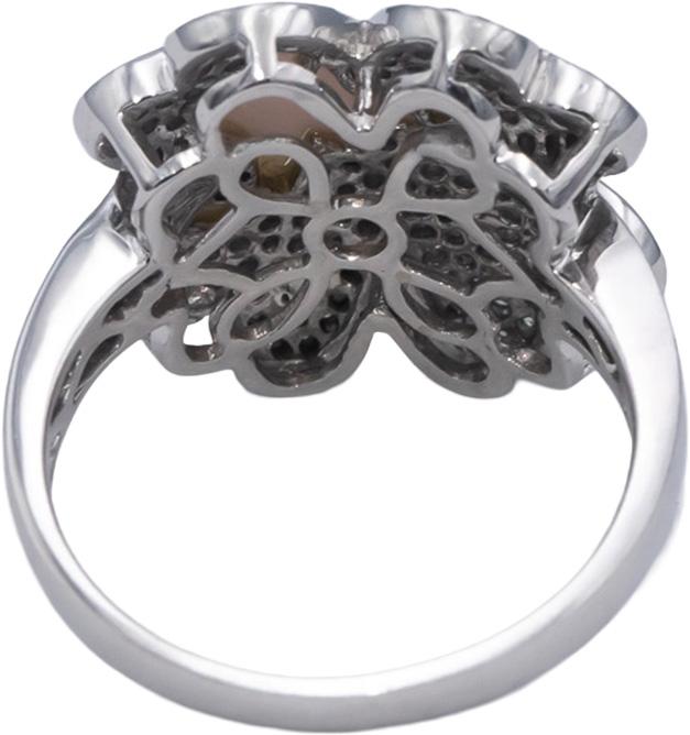 18k White Gold Round Diamond & Mother of Pearl Clover Ring 0.75CT Size 7