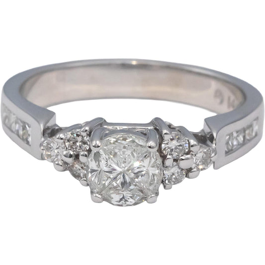 14k White Gold VS Round & Princess Cut Diamond Engagement Ring 0.75CT Size 7