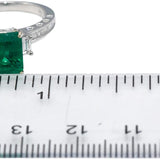 GIA Certified 18k White Gold Zambia Emerald and VS Diamond Ring 2.94CT Size 6.25