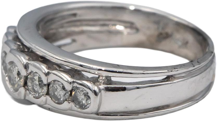 14k White Gold Round Half Bezel Set Band Ring 0.50CT Size 7