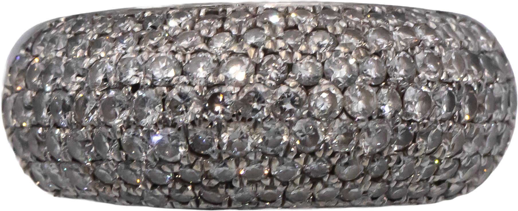 14k White Gold Round Diamond Pave Dome Cluster Ring 1.50CT Size 7