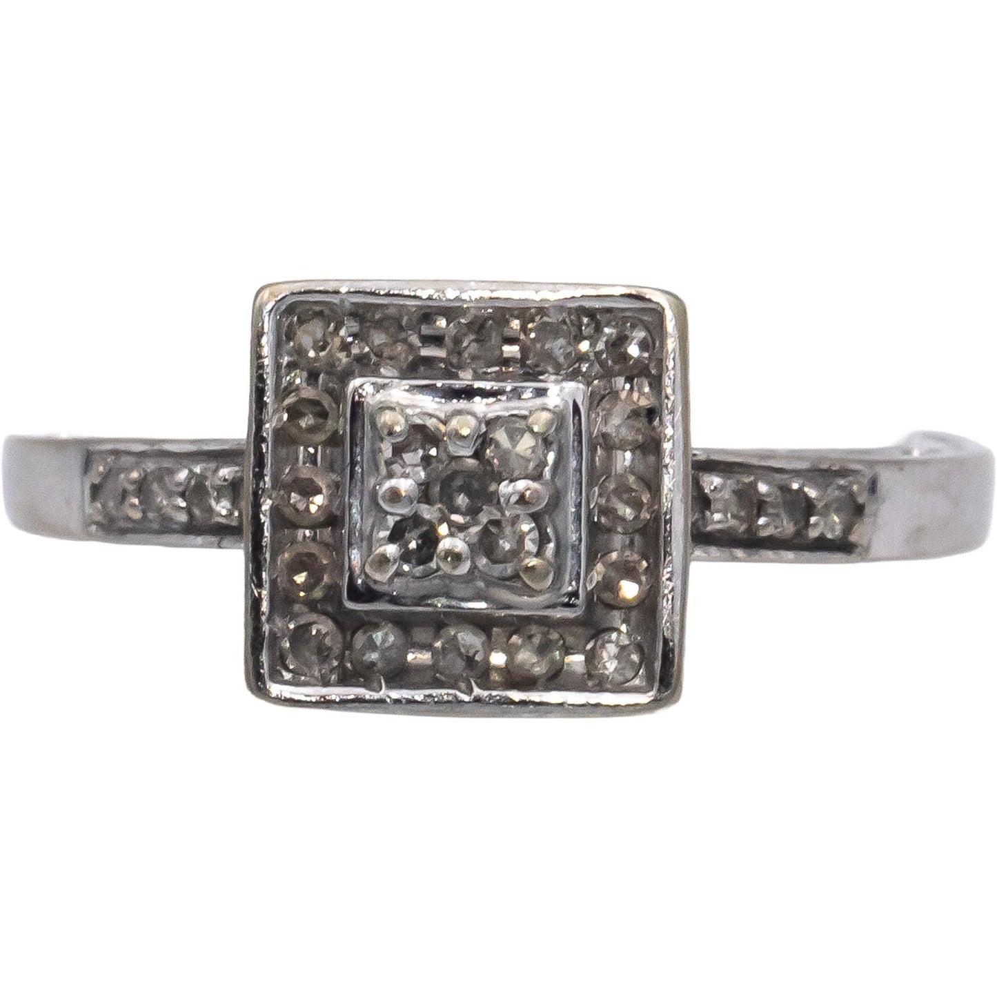 10k White Gold Round Diamond Cocktail Ring 0.25CT Size 8.25