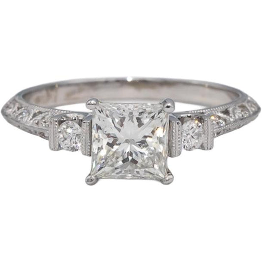 18k White Gold Lab-Grown & Natural Diamond Engagement Ring 1.42CTW Size 6.5