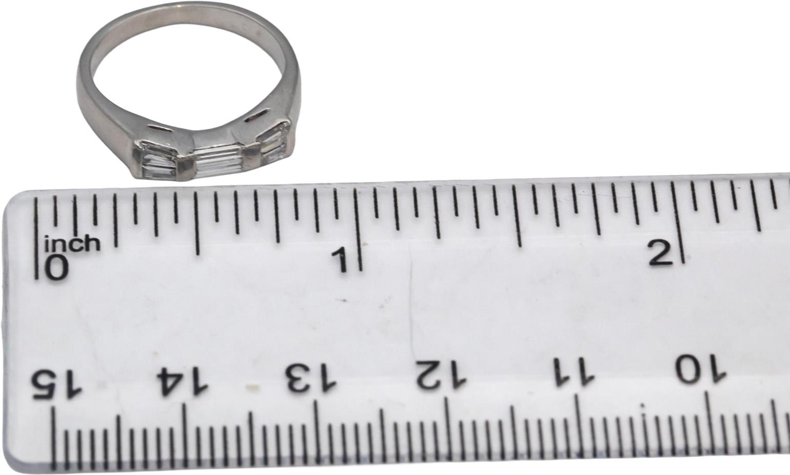 Platinum VS Baguette Cut Diamond Band Ring 0.45CT Size 4.5