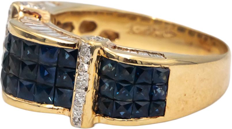 14k Yellow Gold VS Diamond and Blue Sapphire Cluster Ring 2.0CTW Size 7