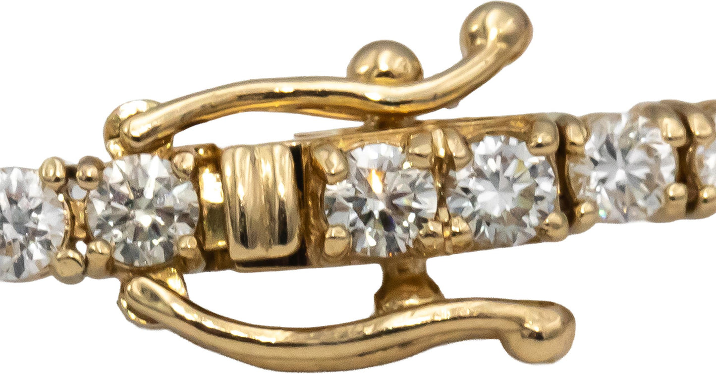 14k Yellow Gold VS Round Diamond Tennis Bracelet 4.65CT