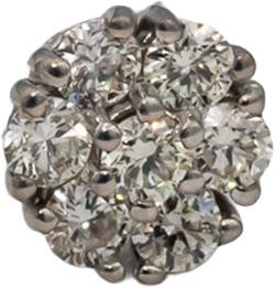 14k White Gold Round Diamond Cluster Stud Earrings 0.74CT