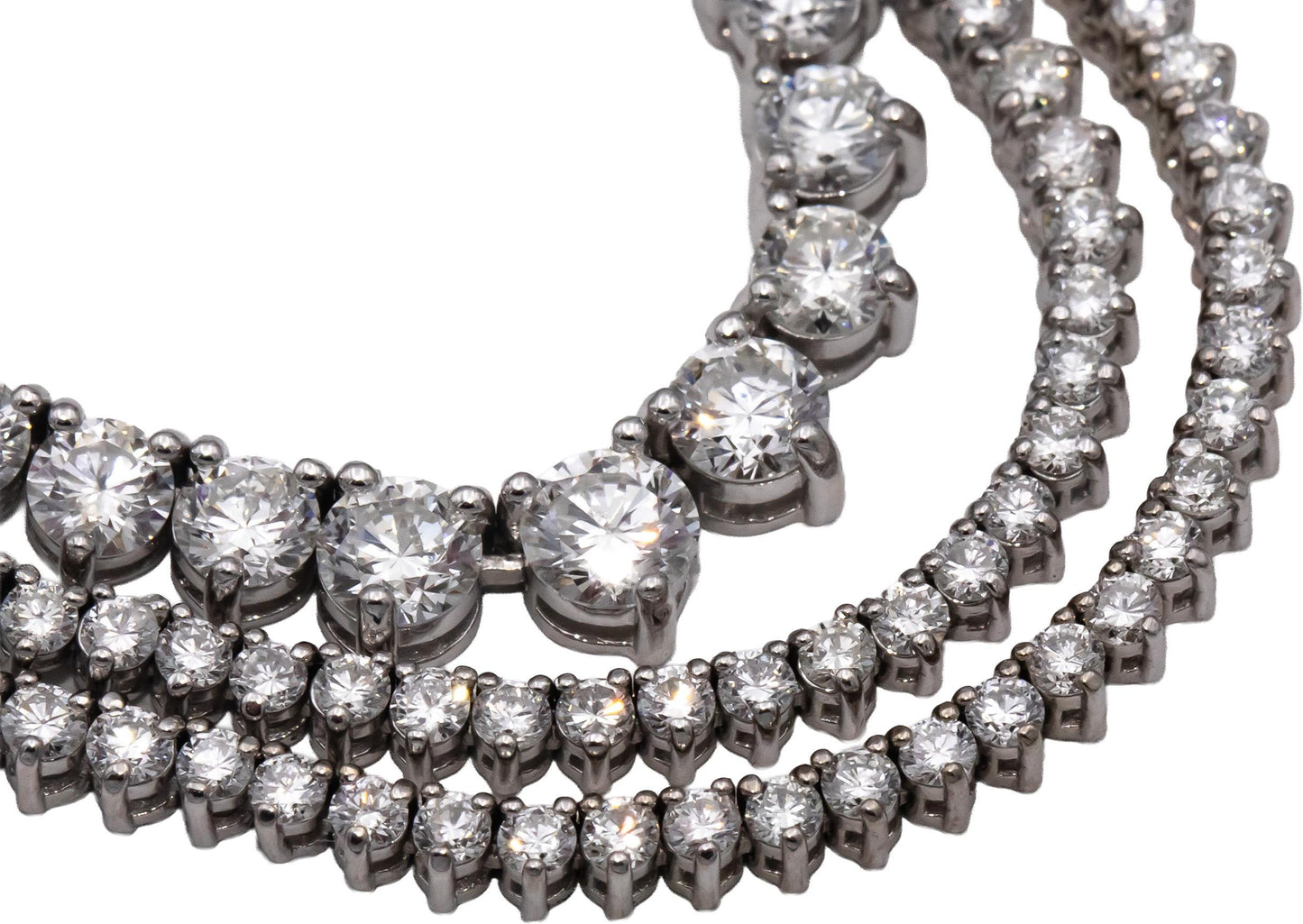 14k White Gold Round Diamond Three Prong Riviera Necklace 8.20CT