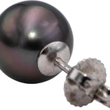 TIFFANY & CO. 18k White Gold Black Pearl Stud Earrings $1375 Retail 9.3mm