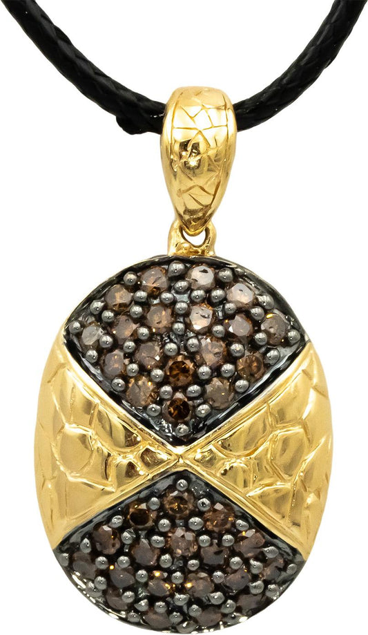 14k Yellow Gold Round Diamond Cluster Pendant Necklace 1.0CT