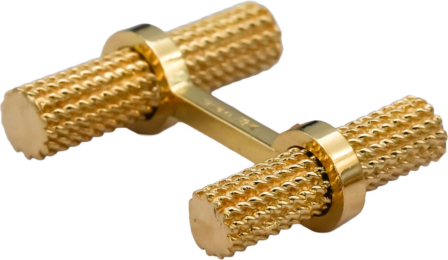 TIFFANY & CO. Vintage 18k Yellow Gold Rope Motif Bar Cufflinks