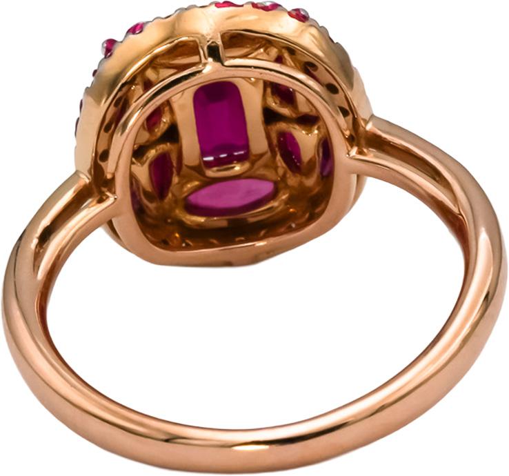 18k Rose Gold Ruby and Diamond Cluster Cocktail Ring 2.04CT Size 5.5
