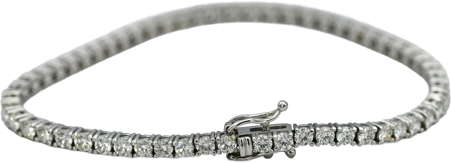 14k White Gold VS Round Diamond Tennis Bracelet 5.21CT