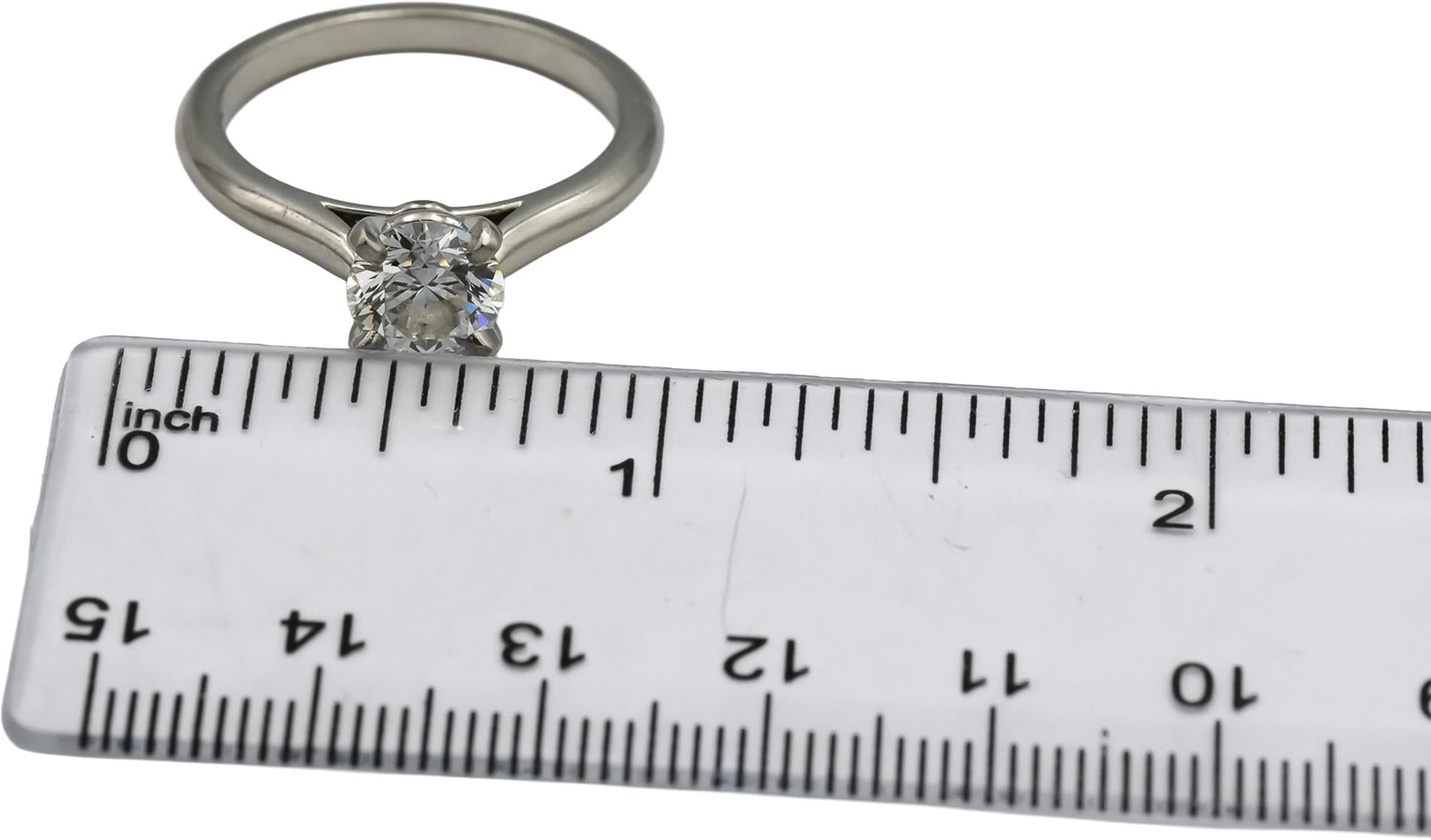 GIA Cert. CARTIER Platinum VS1/F Round Diamond Engagement Ring 1.50CT Size 60
