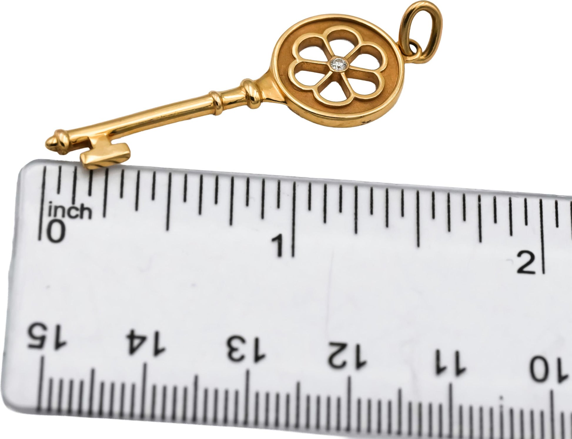 TIFFANY & CO. 18k Yellow Gold VS Diamond Tiffany Key Pendant 0.03CT