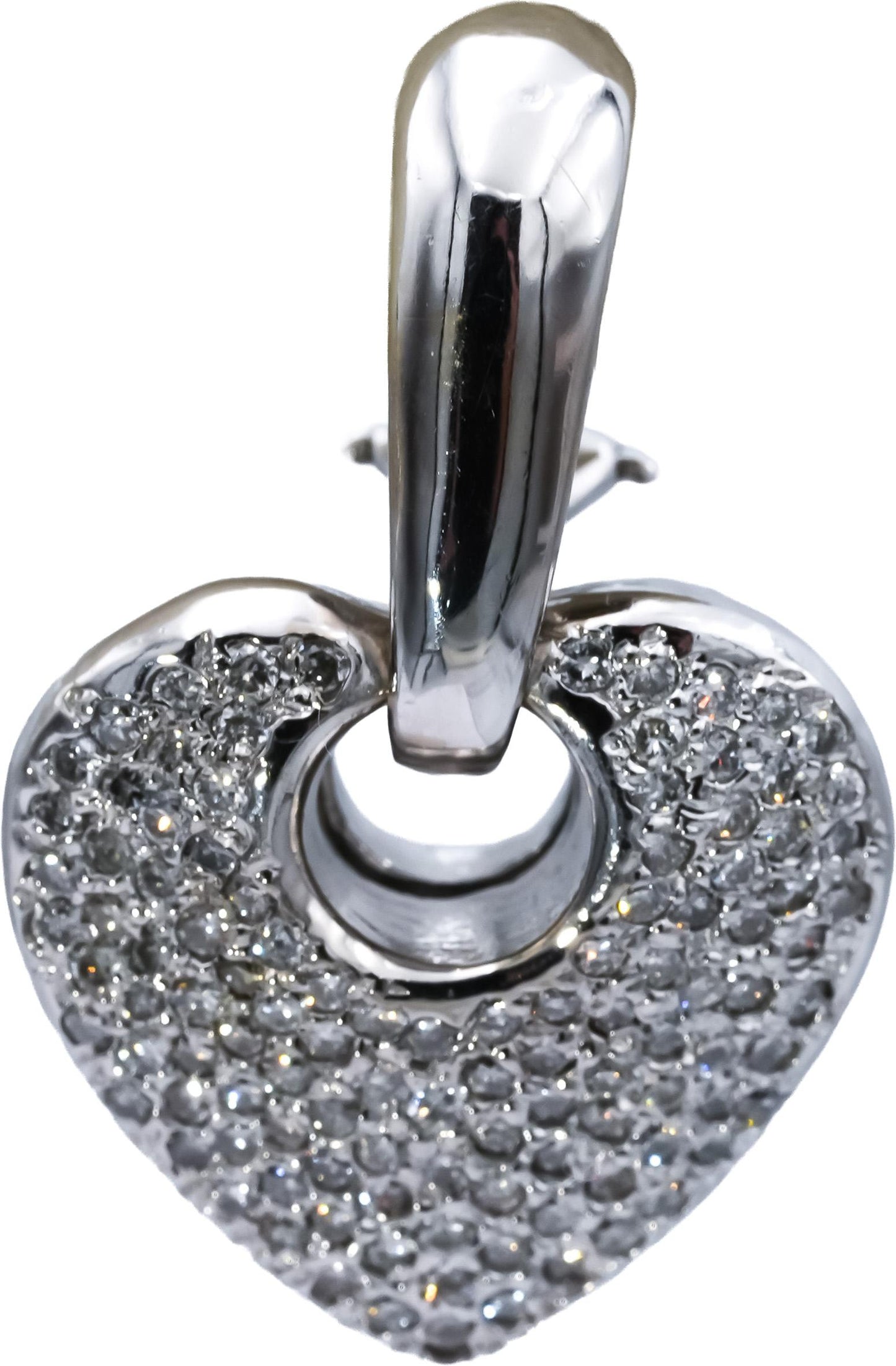 14k White Gold Round Diamond Cluster Heart Dangle Earrings 2.0CT