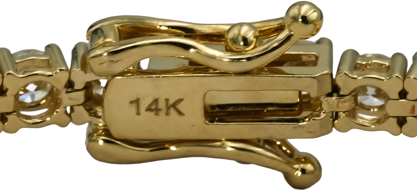 14k Yellow Gold Round VS Diamond Tennis Bracelet 5.15CT