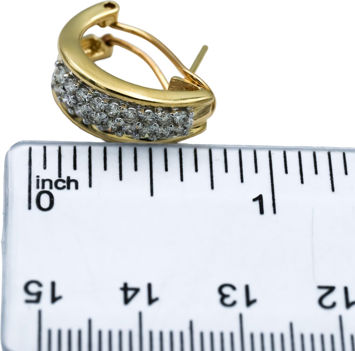 14k Yellow Gold Round Diamond Curved Earrings 0.90CT