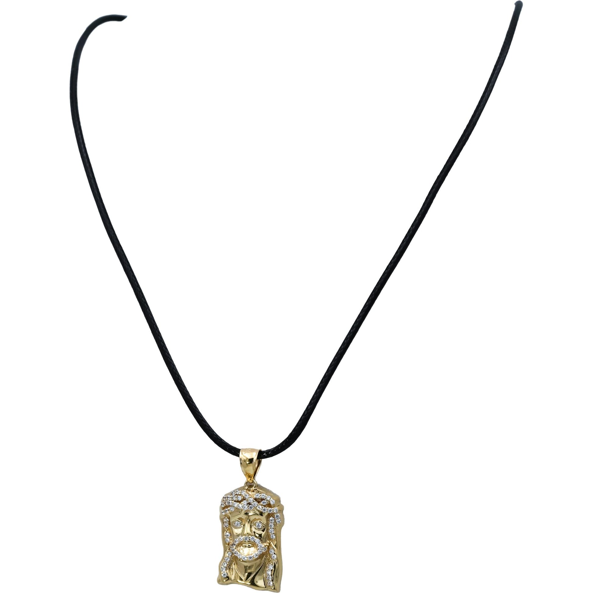 10k Yellow Gold Round Diamond Jesus Christ Pendant Necklace 0.25CT