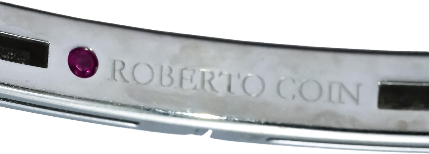 ROBERTO COIN 18k White Gold Diamond Love in Verona Bangle Bracelet 0.15CT