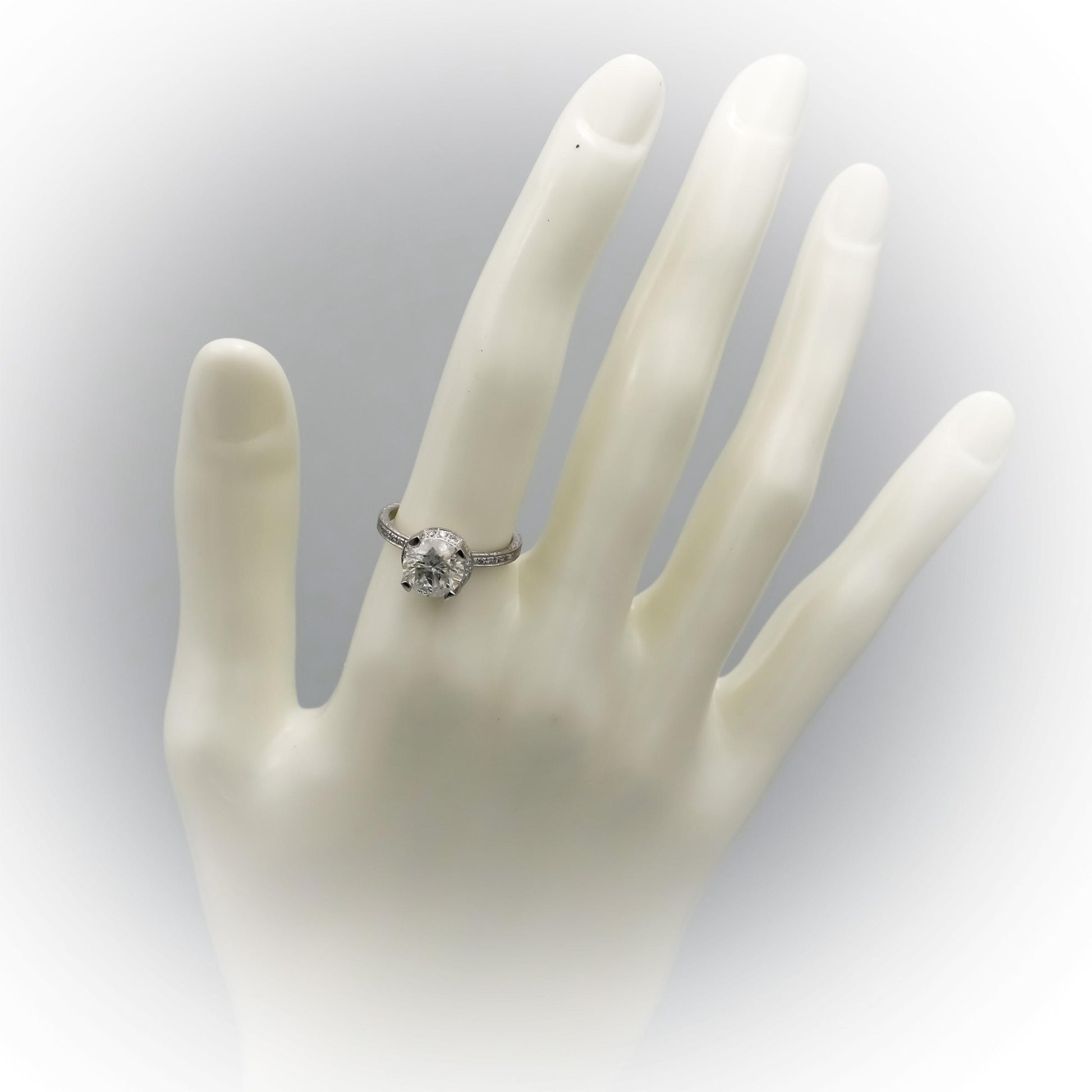 Platinum Round Diamond Engagement Ring 2.11CT w/ 1.86CT Center Size 6