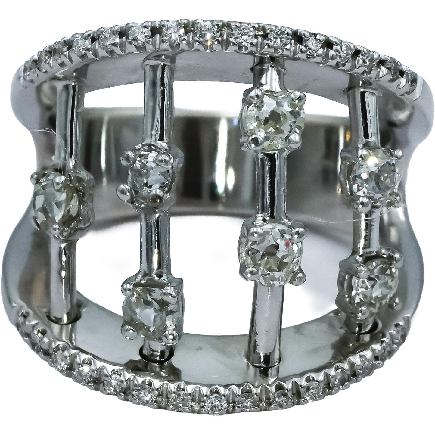18k White Gold VS Old Mine and Modern Cut Diamond Ring 1.0CT Size 6.5