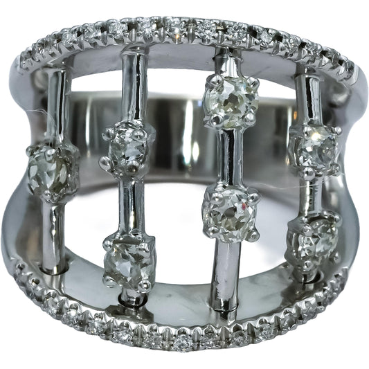 18k White Gold VS Old Mine and Modern Cut Diamond Ring 1.0CT Size 6.5