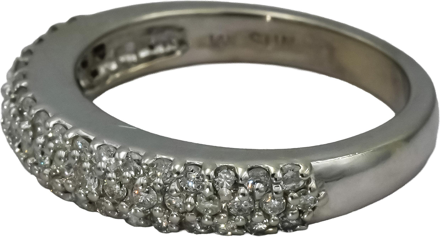 14k White Gold Round Diamond Pave Band Ring 0.50CT Size 6.75