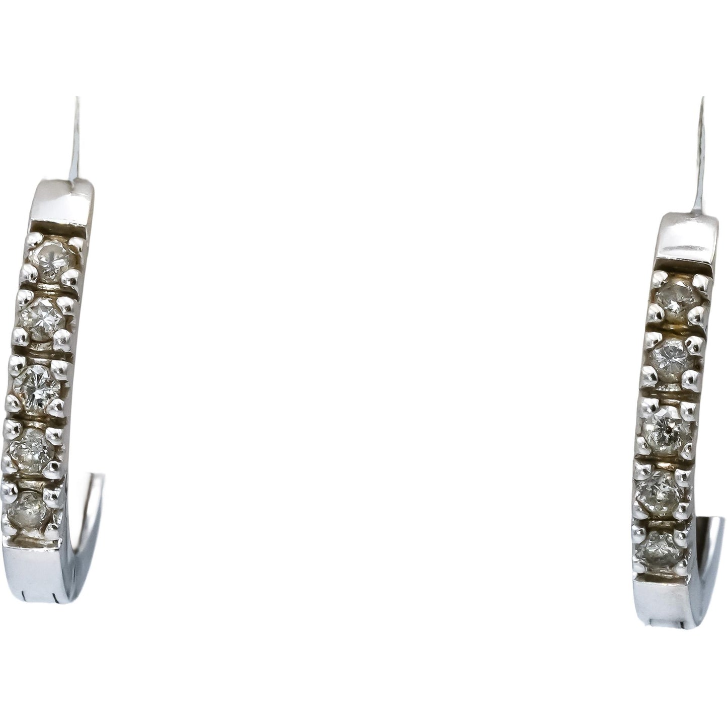14k White Gold Round Diamond Hoop Earrings 0.33CT