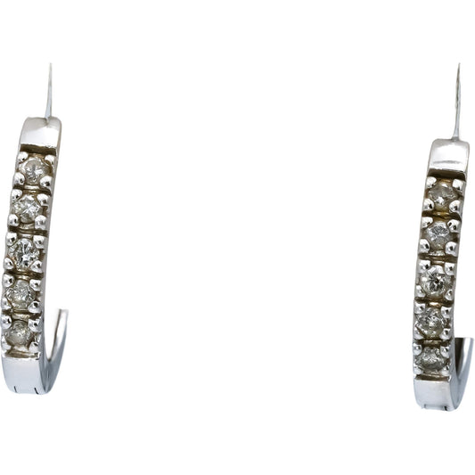 14k White Gold Round Diamond Hoop Earrings 0.33CT