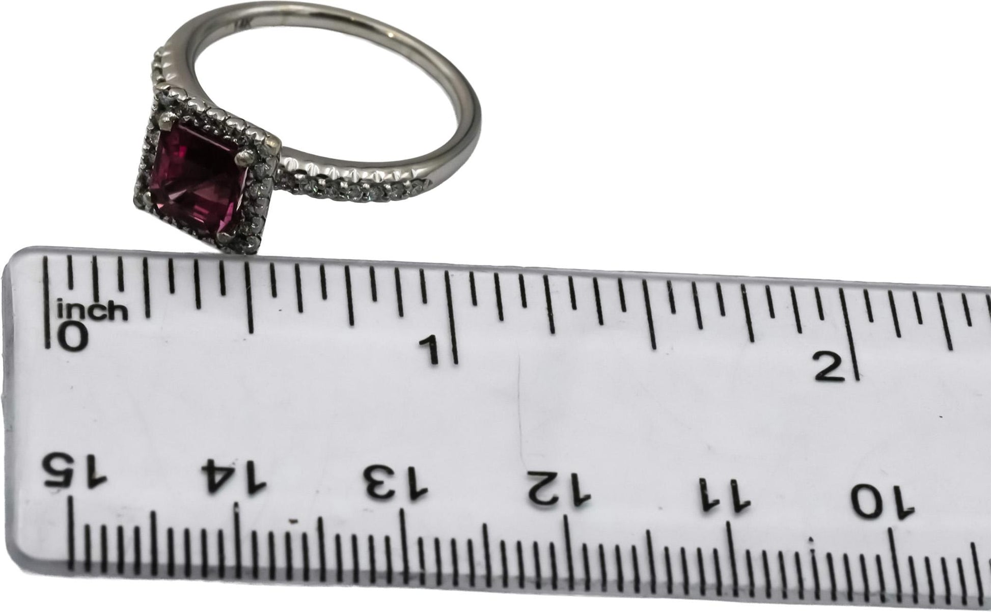 14k White Gold Round Diamond Cushion Tourmaline Cocktail Ring 2.02CT Size 7.25