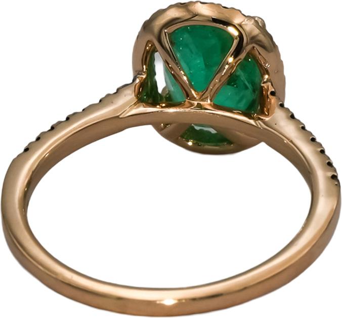 LE VIAN 14k Rose Gold Emerald and Diamond Cocktail Ring 2.26CT Size 7