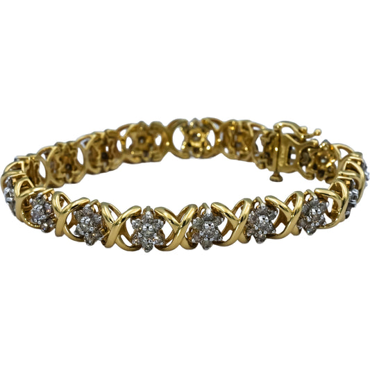 14k Yellow Gold Round Diamond Fancy Link Bracelet 4.0CT