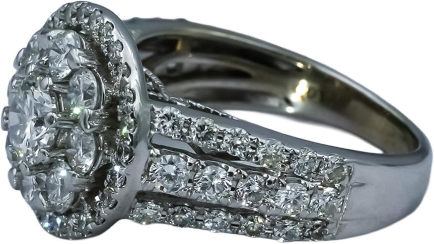 10k White Gold VS Round Lab-Grown Diamond Cluster Ring 3.0CT Size 7