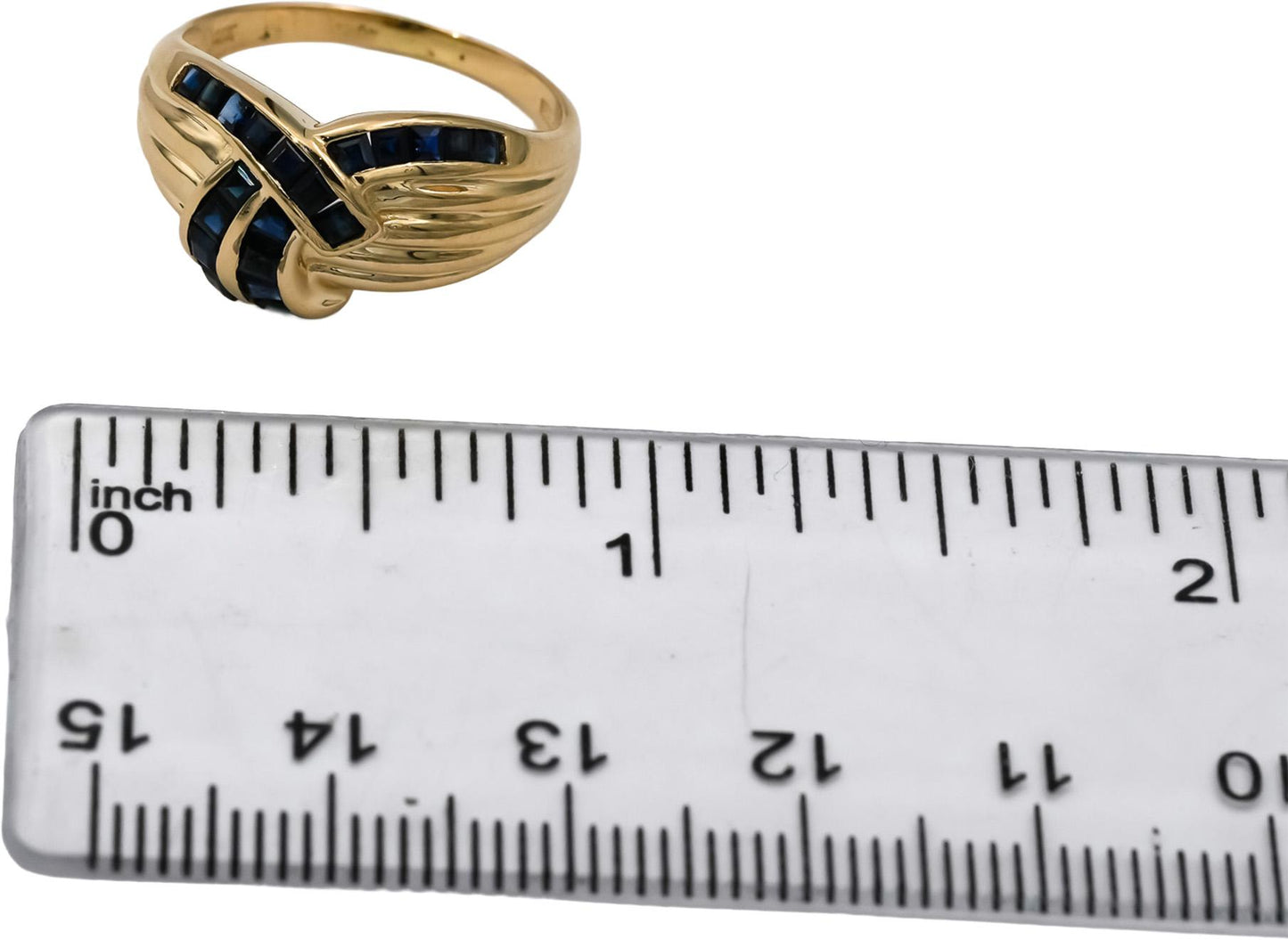 14k Yellow Gold Square Channel Set Sapphire Ring 0.50CT Size 7.5