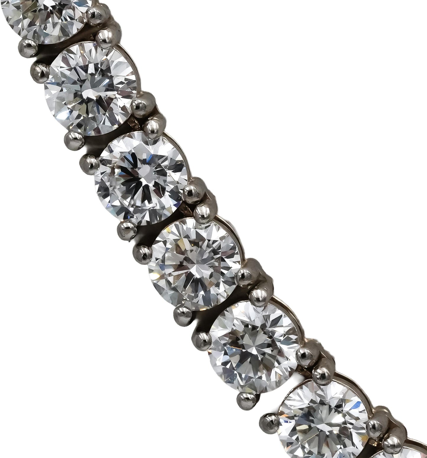 14k White Gold VS Round Lab-Grown Tennis Necklace 45.85CT