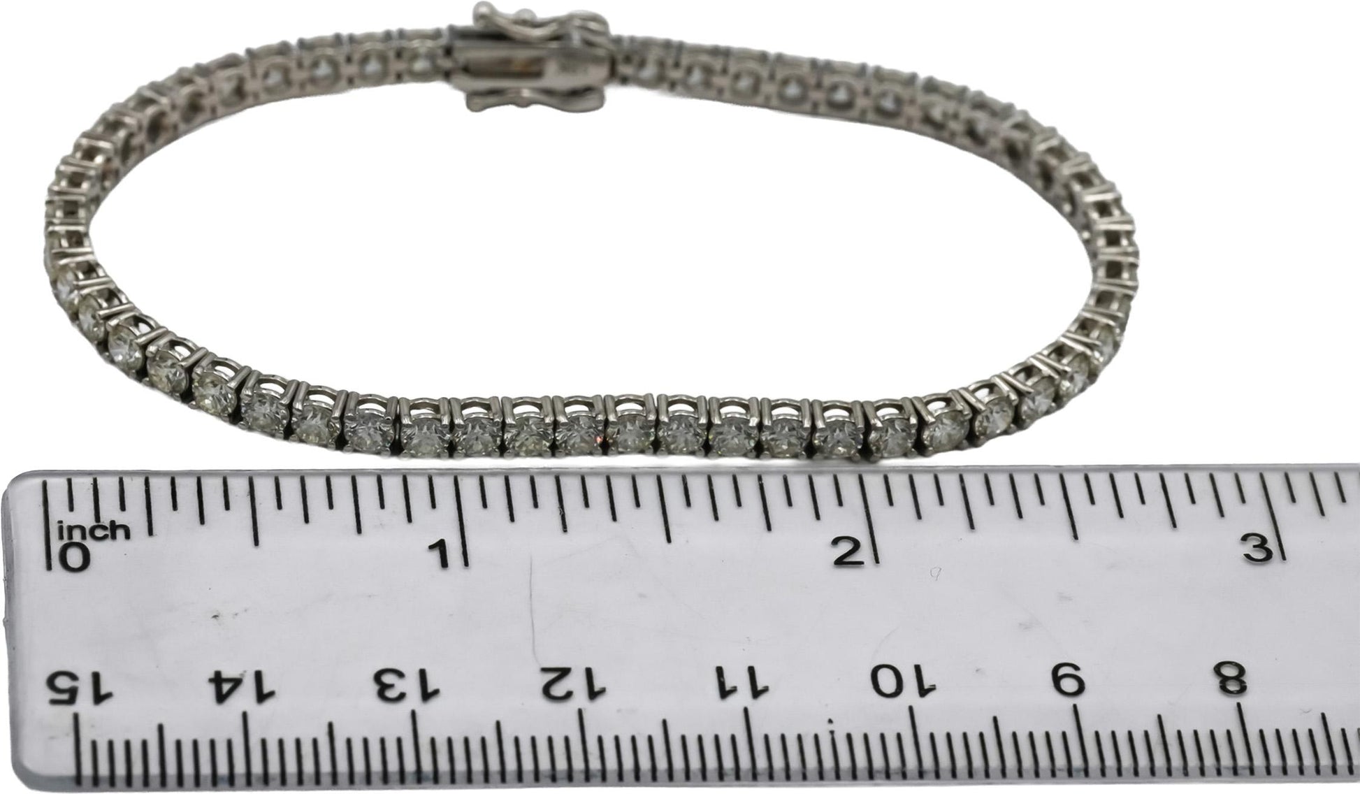 18k White Gold VS Round Diamond Tennis Bracelet 6.10CT