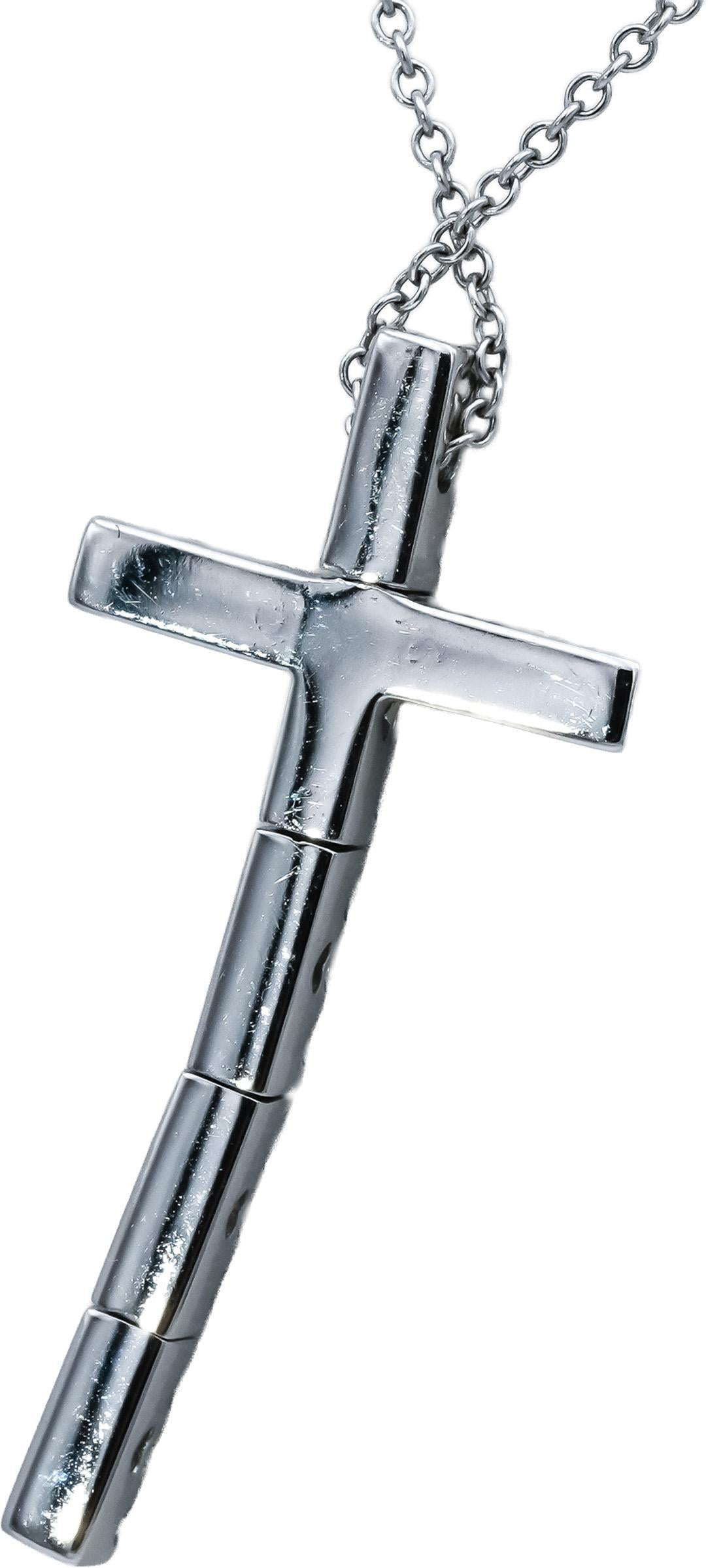 PASQUALE BRUNI 18k White Gold VS Diamond Cross Pendant Necklace 0.66CT