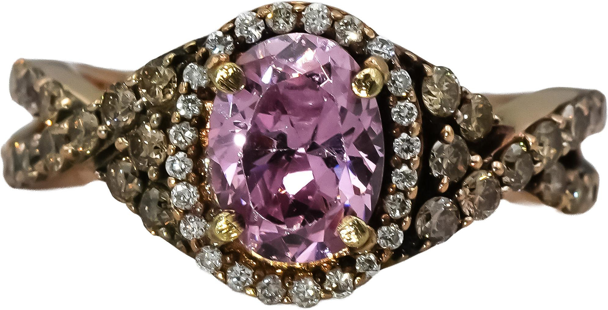LE VIAN 18k Rose Gold Diamond and Pink Quartz Cocktail Ring 0.60CT Size 6.25